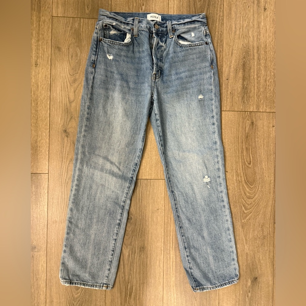 Women's Pistola Straight Leg Jeans Denim Classic Light Wash Size 27